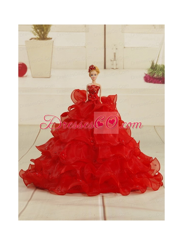 Hot Pink Ruffles and Beaded Quinceanera   Dress