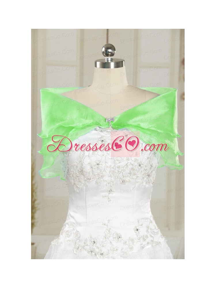 Cheap Green Quinceanera   Dress with Appliques and Ruffles