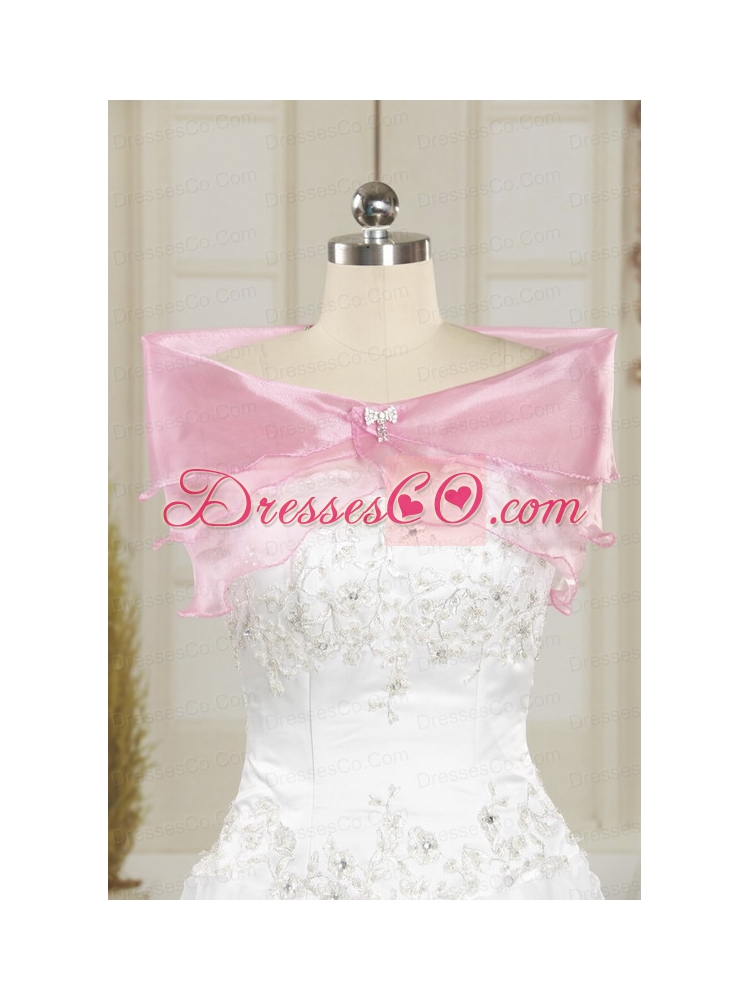 Light Pink Strapless Cheap Quinceanera   Dress with Appliques