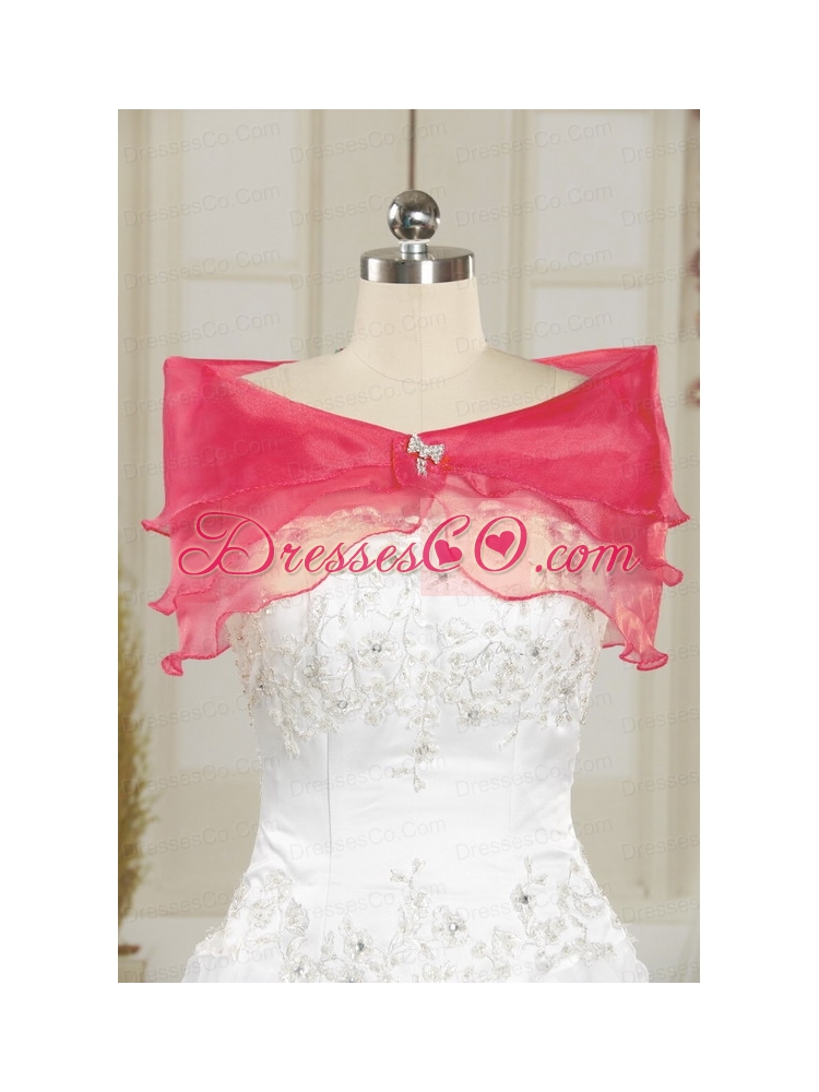 Appliques  Cheap Hot Pink Quinceanera   Dress with Lace Up