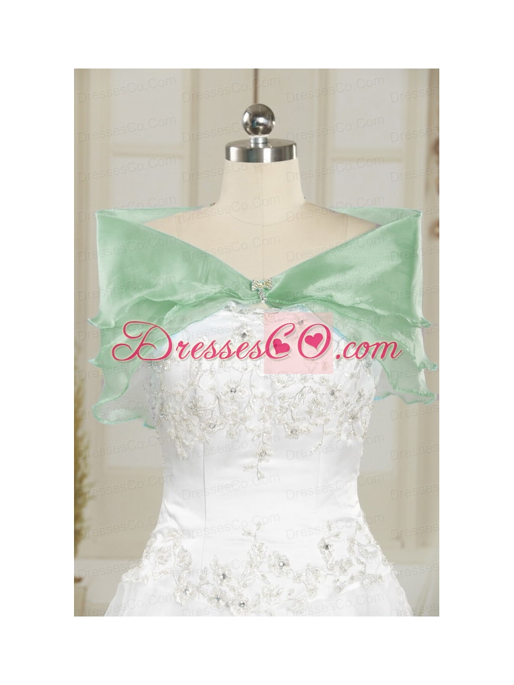 Cheap Turquoise Quinceanera Dress with Appliques and Pick Ups