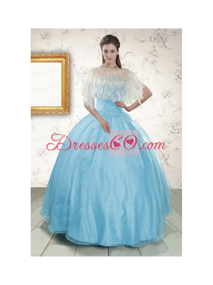 Strapless Beading  Classic Quinceanera Dress in   Baby Blue