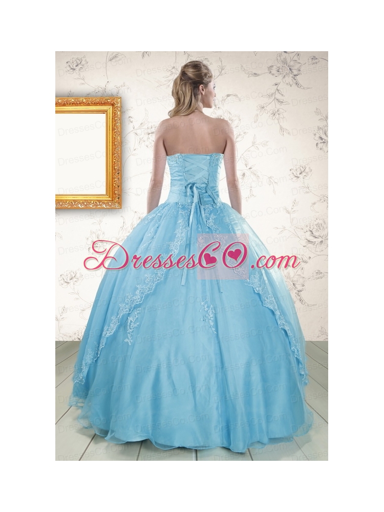 Strapless Beading  Classic Quinceanera Dress in   Baby Blue