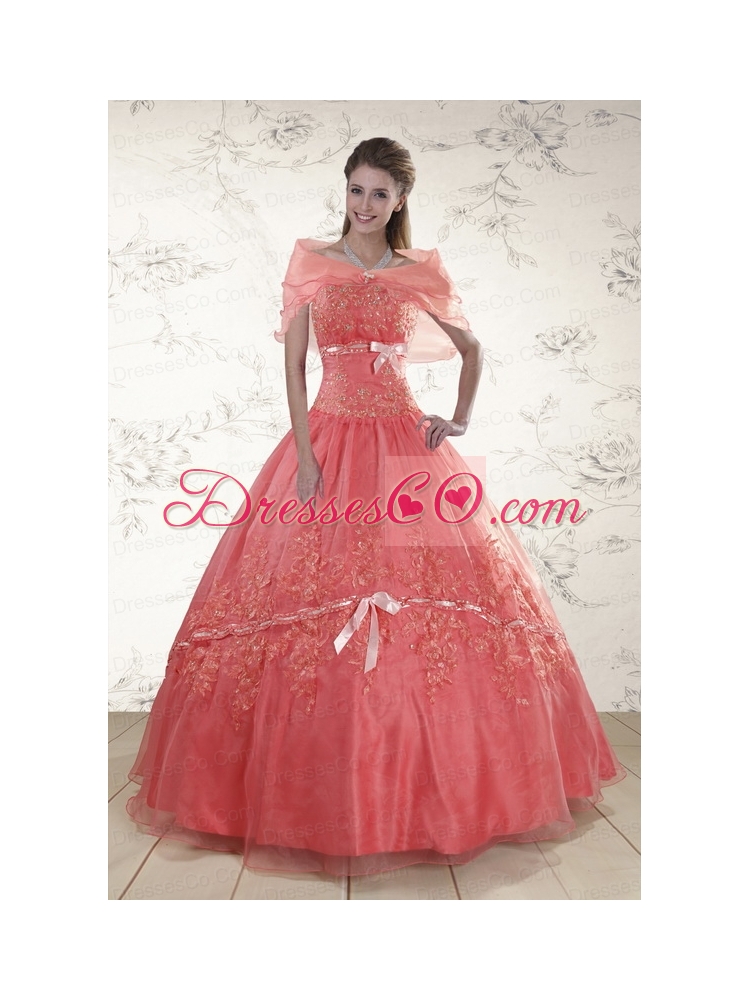 Appliques Elegant Quinceanera Dress  in Watermelon