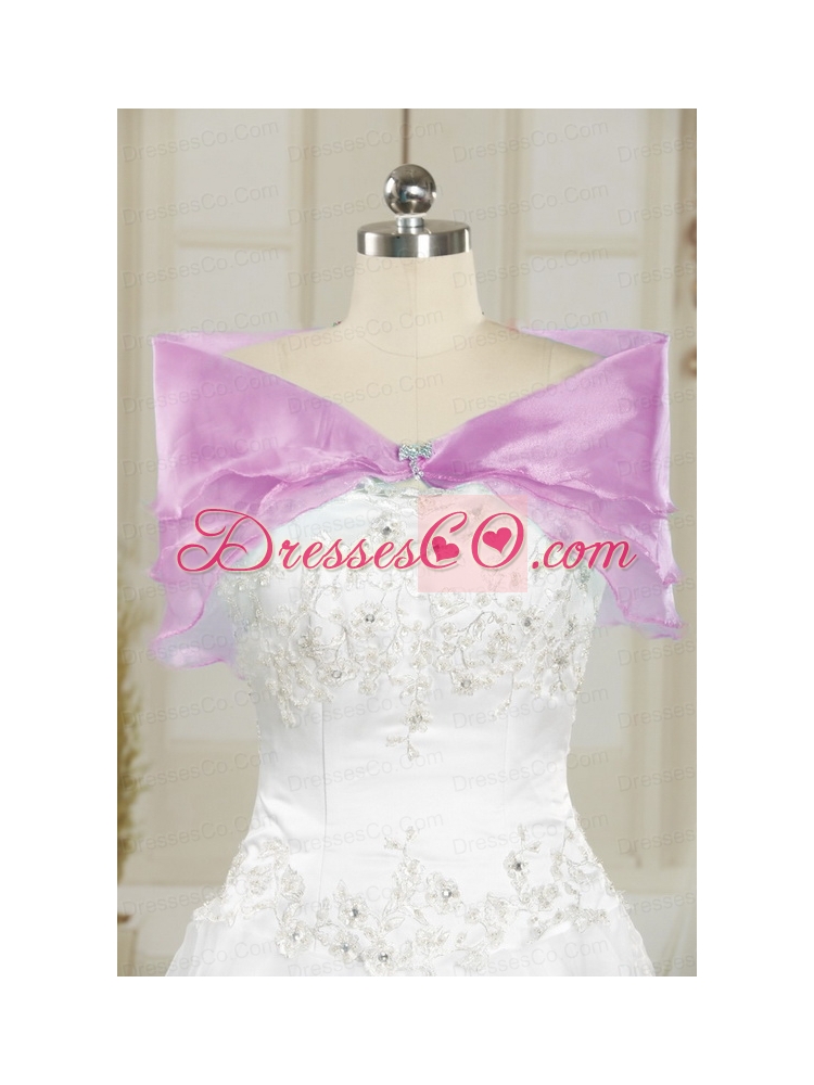 Colorful Strapless Quinceanera Dress with   Appliques and Ruffles