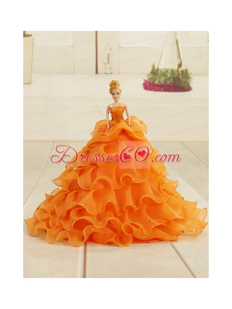 Elegamt Strapless Gold Quinceanera Dress with   Appliques