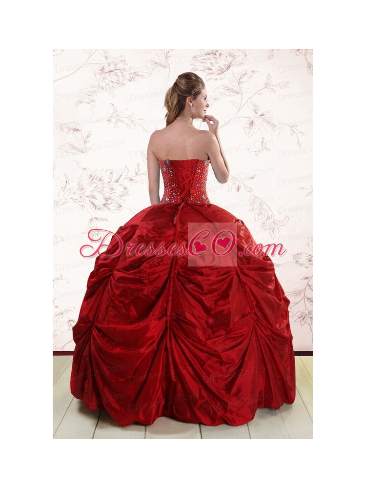 Elegant Beaded Strapless Quinceanera Dress with   Pick Ups