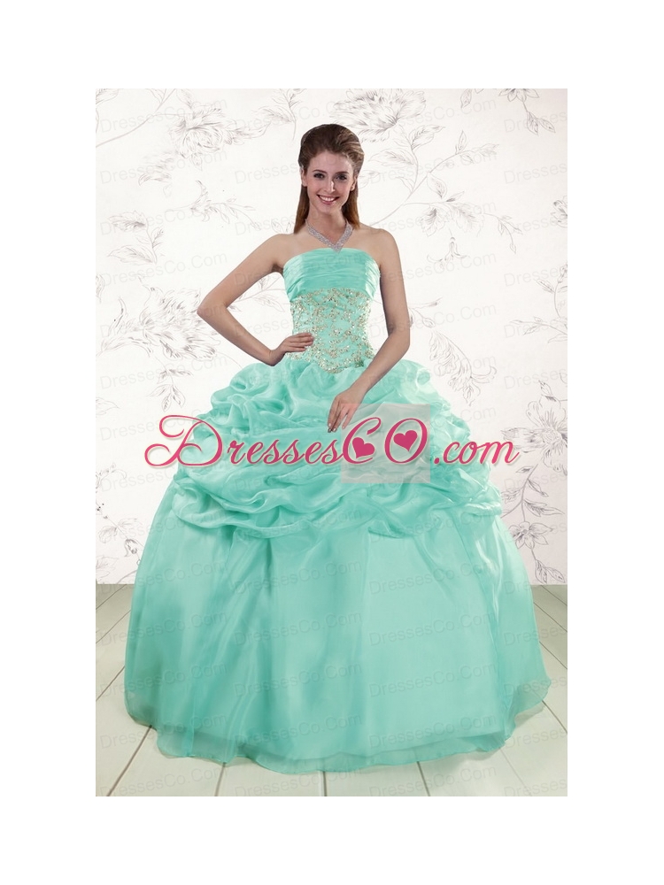 Elegant Puffy Apple Green Quinceanera Dress  with Beading