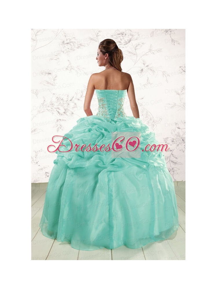 Elegant Puffy Apple Green Quinceanera Dress  with Beading