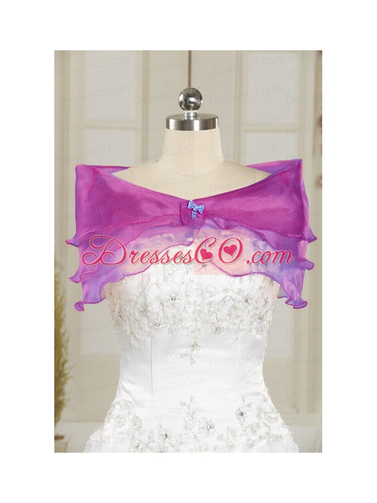 Elegant Strapless Lilac Quinceanera Dress with   Appliques