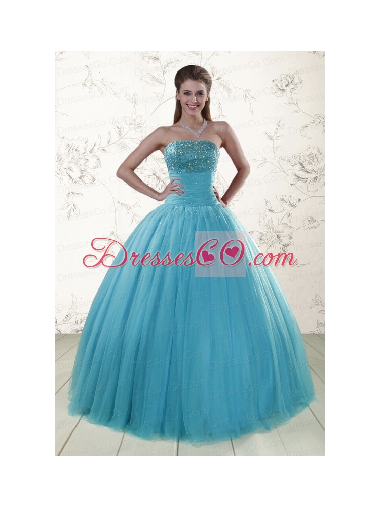 Elegant Baby Blue Quinceanera Dress  with Appliques
