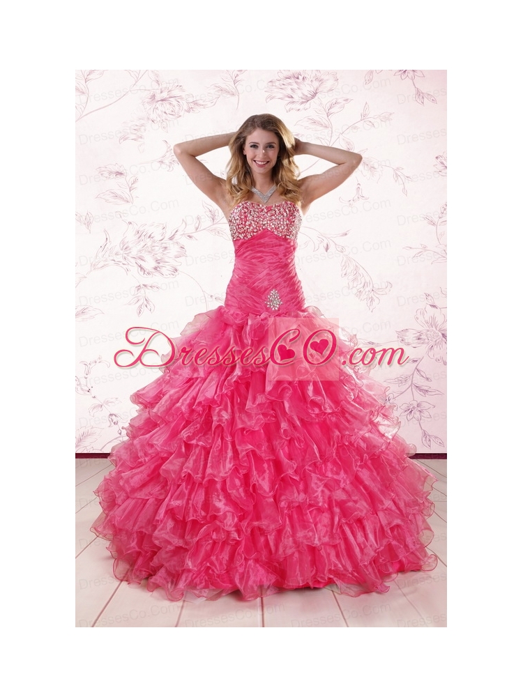 Elegant Hot Pink Quinceanera Dress with Ruffles