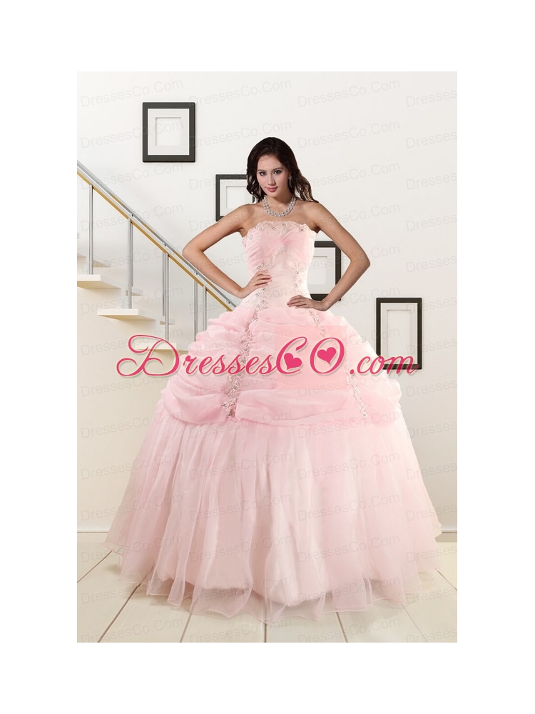 Elegant Strapless Quinceanera Dress with Beading and   Pick Ups