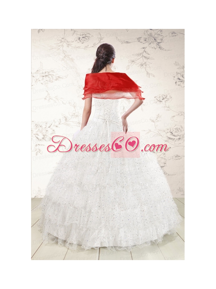Elegant White Sequins Ball Gown Quinceanera Dress  for
