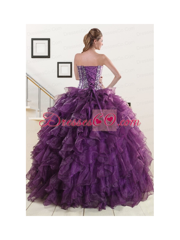 Latest Purple Quinceanera Dress with Beading   and Ruffles