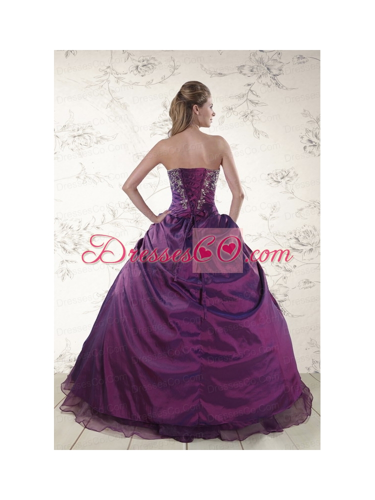 Latest Purple Appliques Quinceanera   Dresses