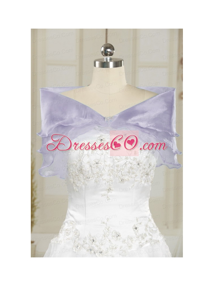 Latest Strapless Lavender Quinceanera Dress  with Appliques