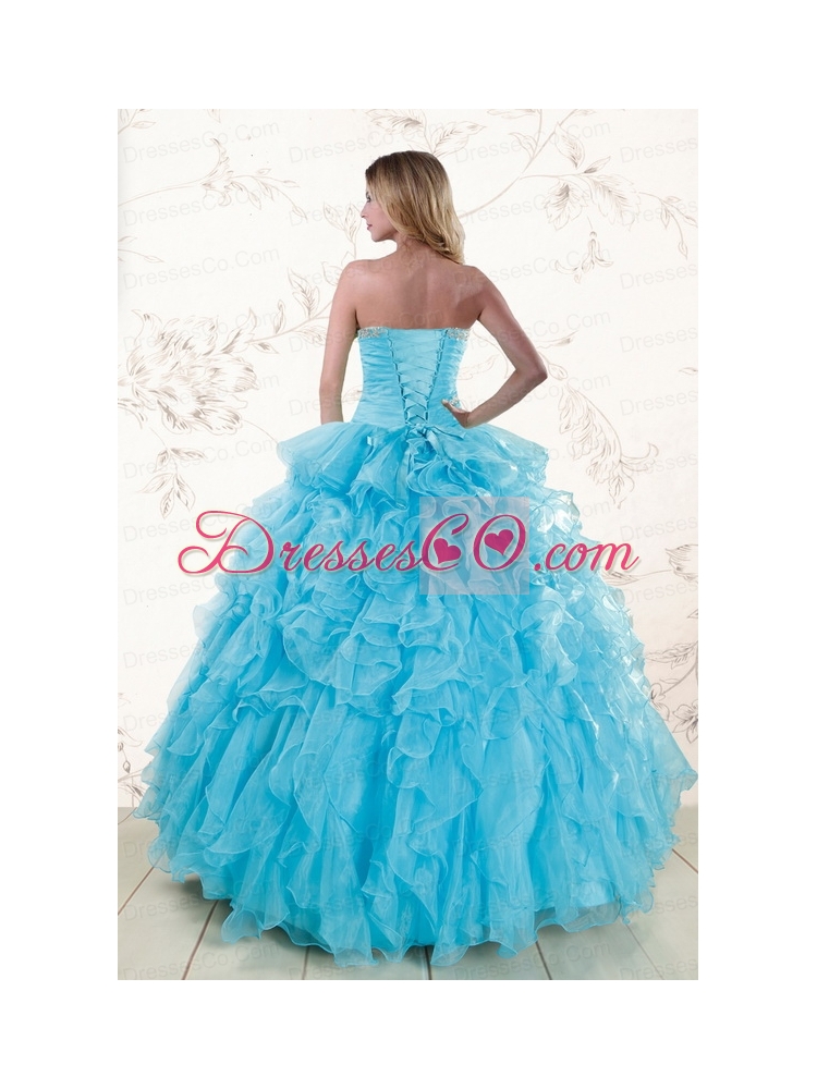 Baby Blue  Pretty Beading and Ruffles Quinceanera   Dresses