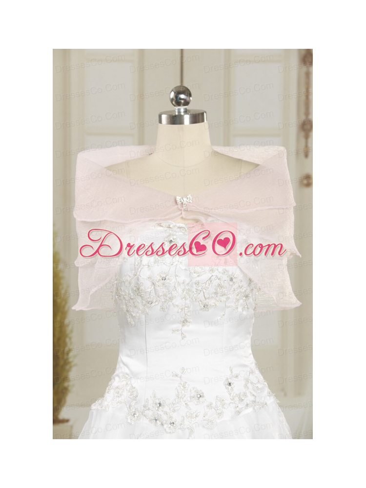 Elegant Appliques White Brush Train Quinceanera   Dress with Appliques and Pick Ups