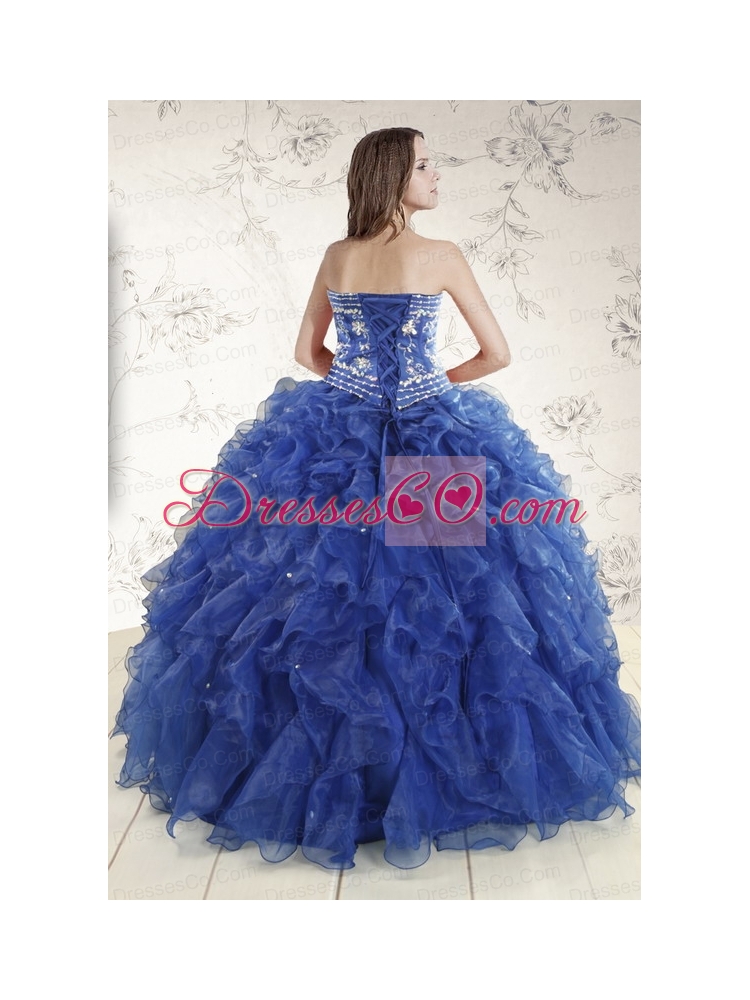 Latest Beading and Ruffles  Quinceanera Dress  in Royal Blue