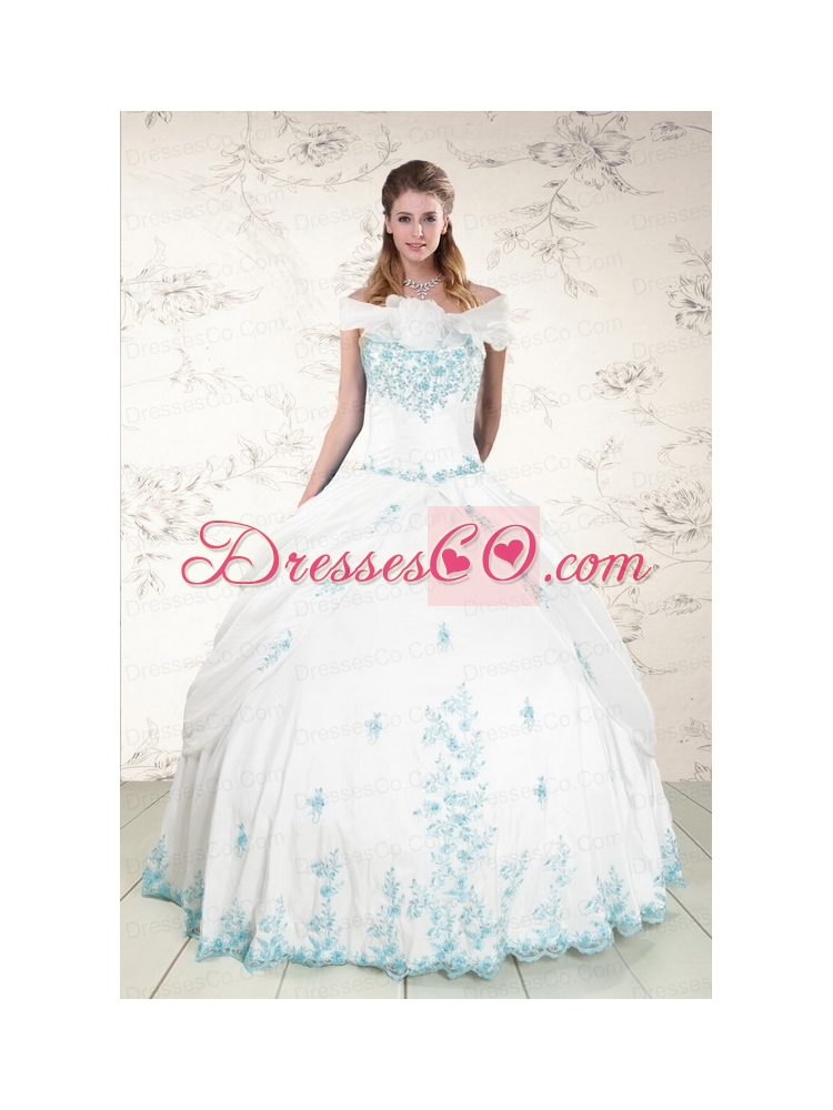Latest Strapless Appliques  Quinceanera Dress in   White