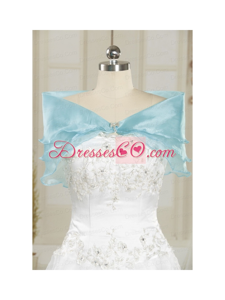 Latest Strapless Appliques  Quinceanera Dress in   White