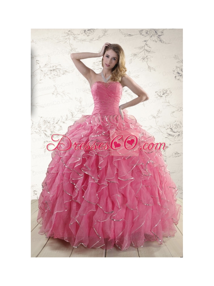 Pretty Beading Quinceanera Dress in Rose Pink