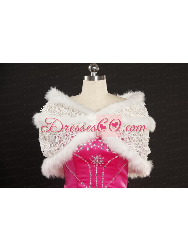 Pretty Hot Pink Strapless Quinceanera Dress  with Beading and Ruffles