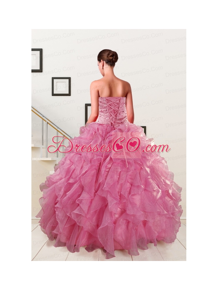 Pretty Pink Quinceanera Dress with   Beading