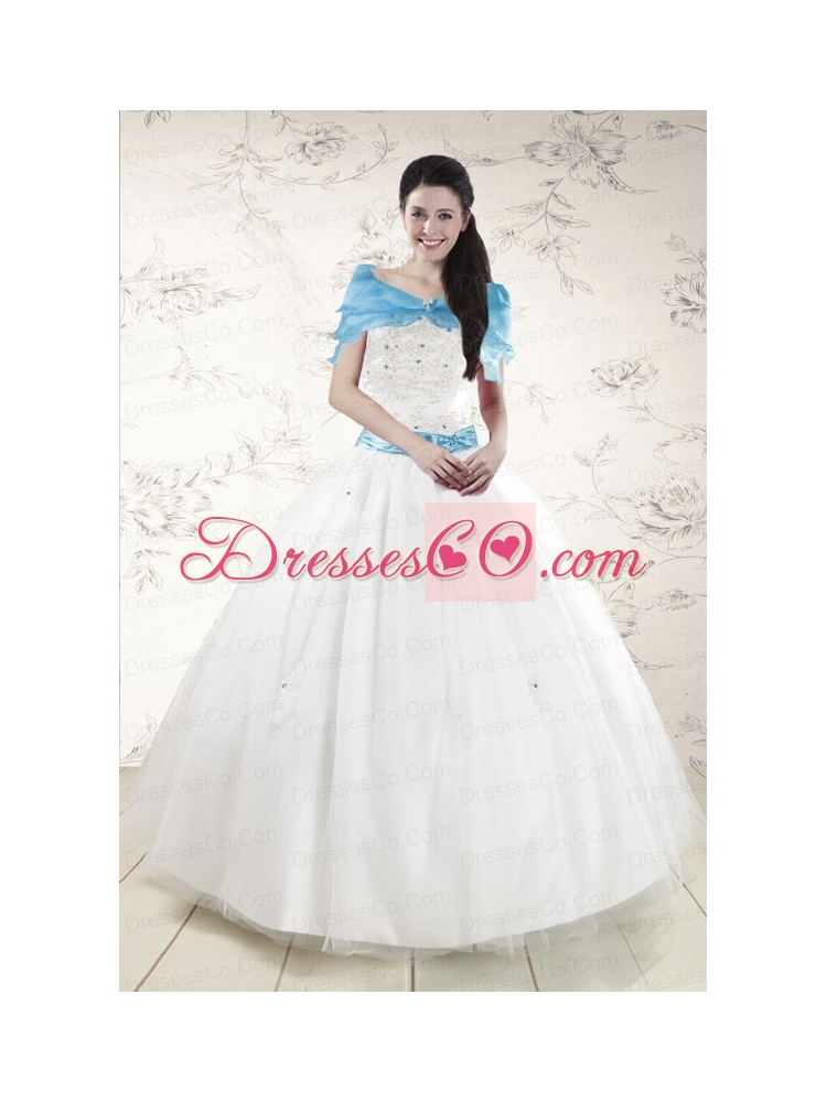 Pretty White Quinceanera Dress with Appliques