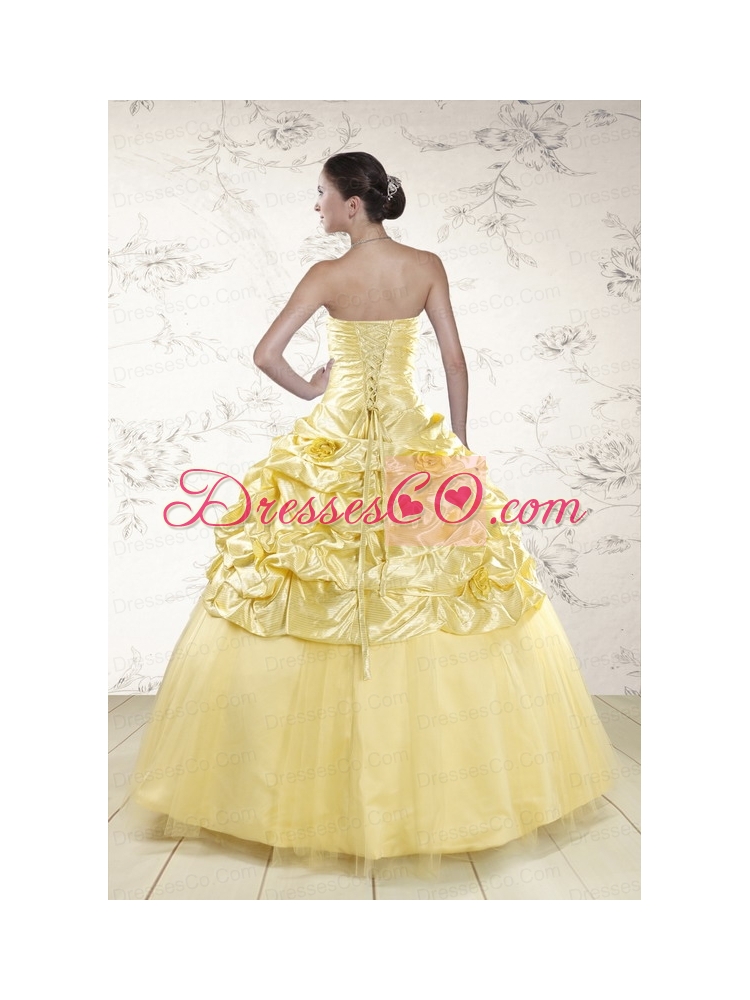 Pretty Yellow Ball Gown Quinceanera   Dress