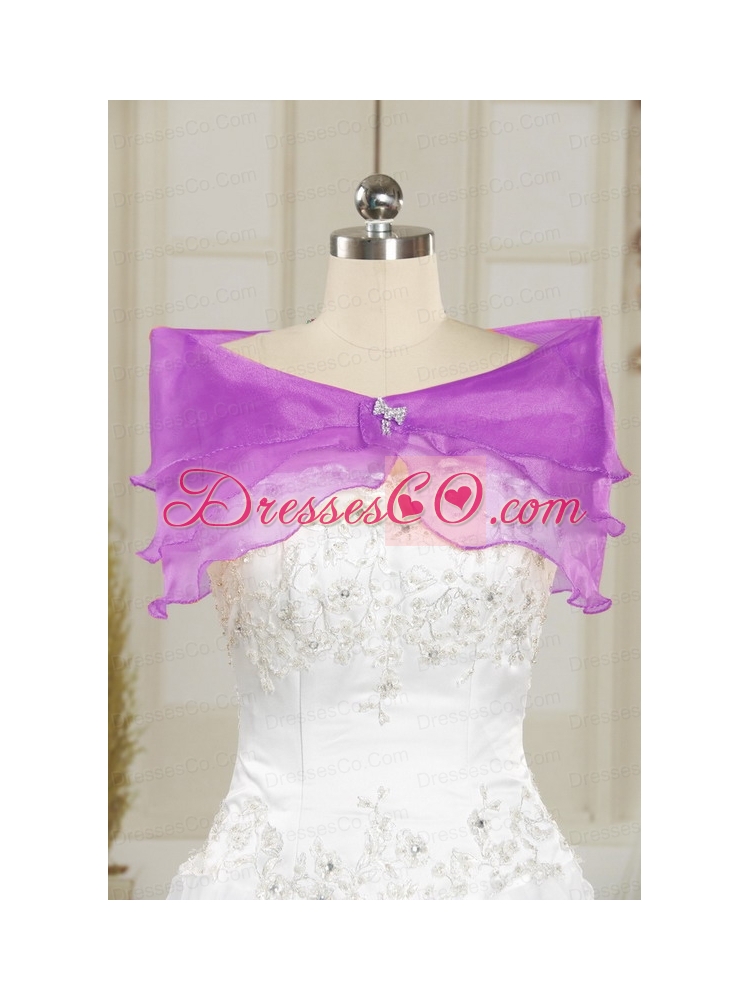 Print Purple Quinceanera Dress with Embroidery and   Zebra