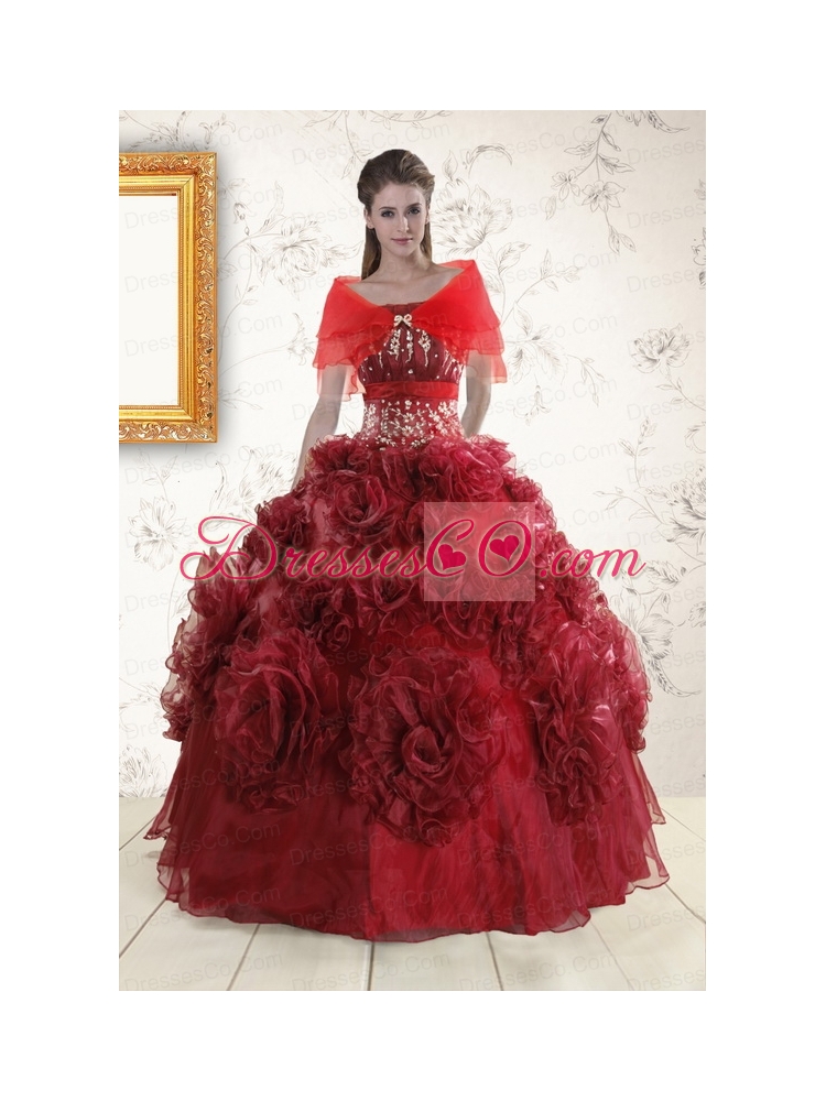 Unique Quinceanera Dress with Hand Made Flowers   And Ruffles for