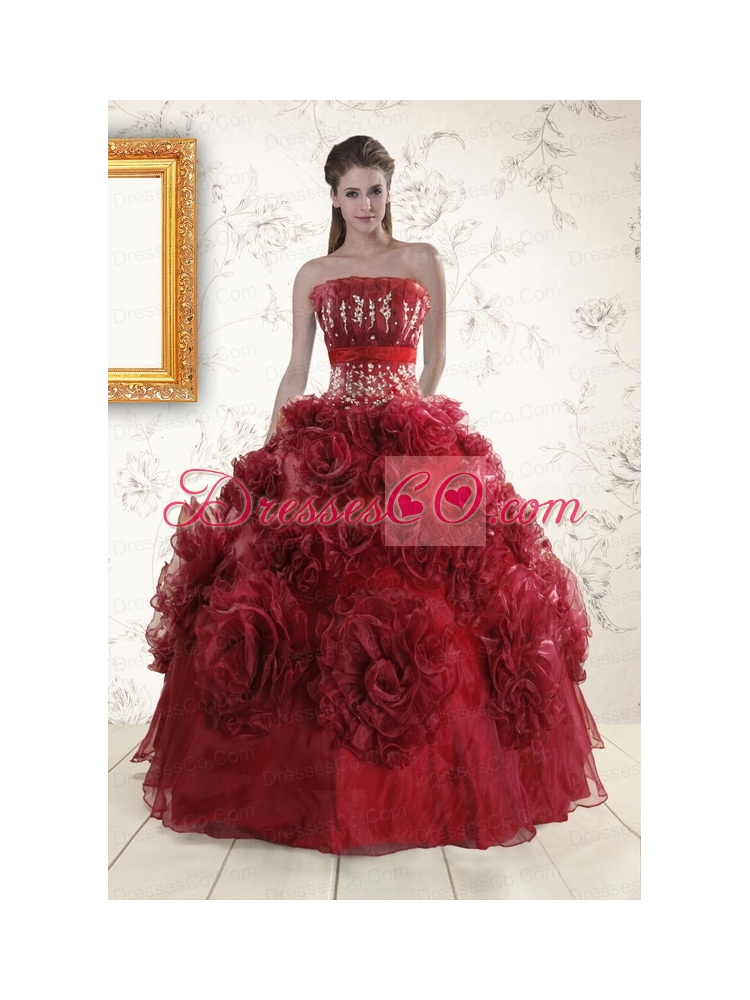 Unique Quinceanera Dress with Hand Made Flowers   And Ruffles for