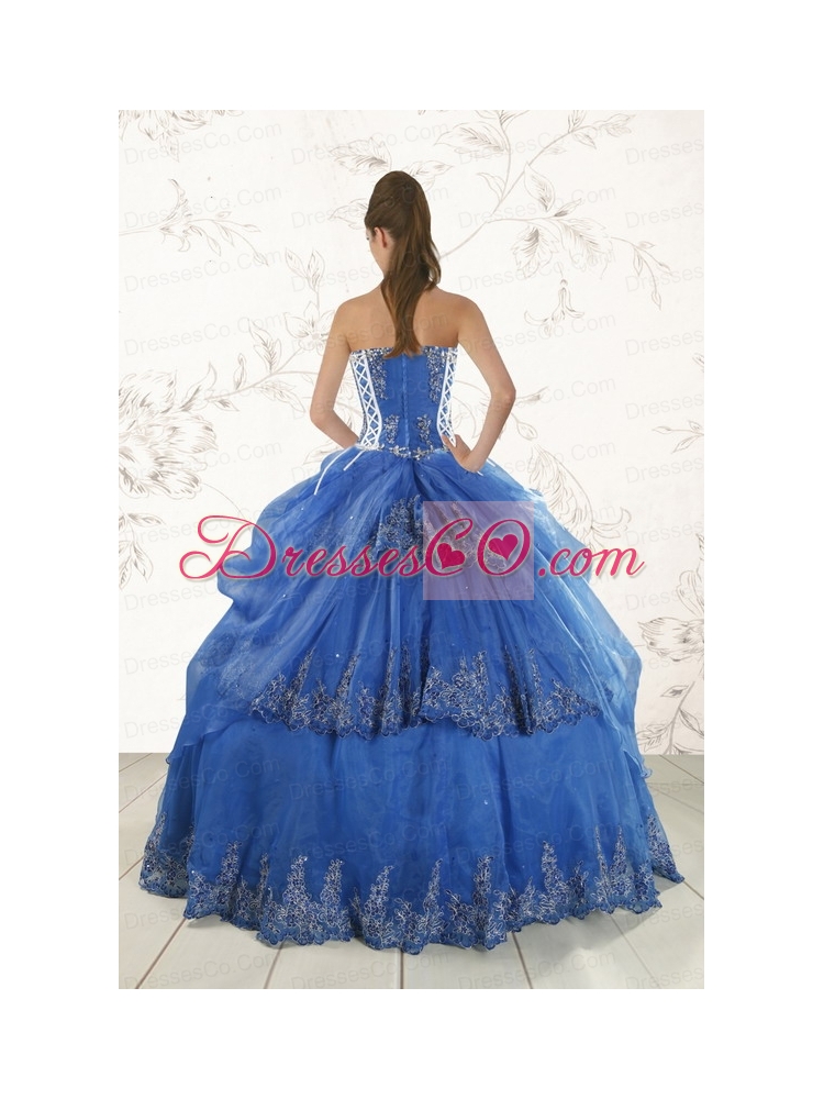 Unique Appliques Quinceanera Dress in Royal   Blue