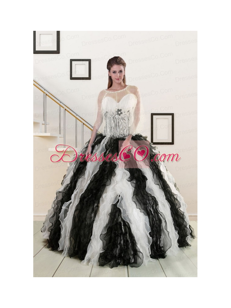 Unique Black and White Quinceanera Dress  with Zebra and Ruffles