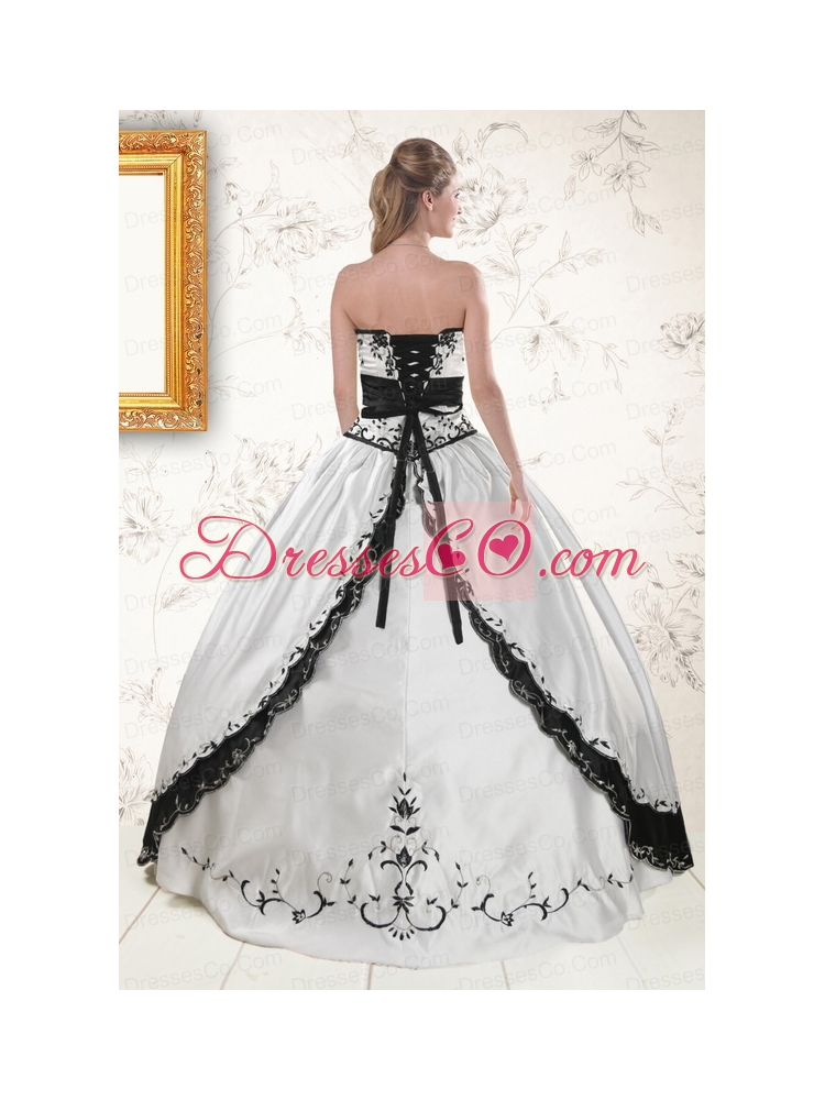 Unique Embroidery Quinceanera Dress in White   and Black