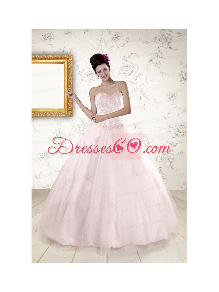 Unique Light Pink Quinceanera Dress with   Appliques