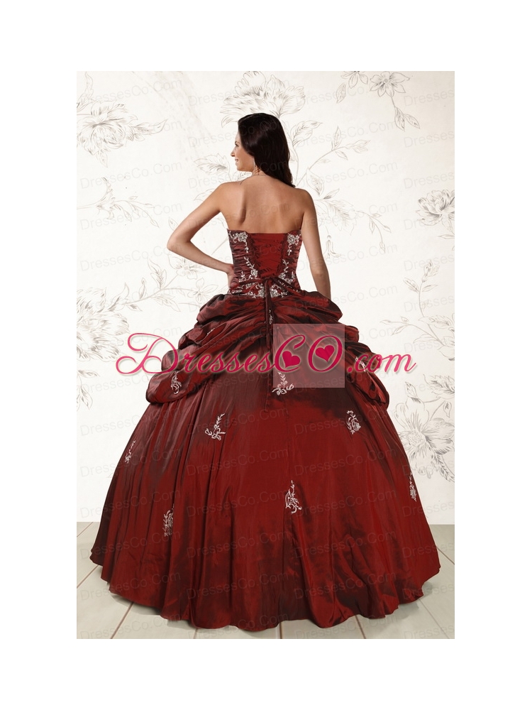 Appliques  Wine Red Unique Quinceanera Dress  with Lace Up