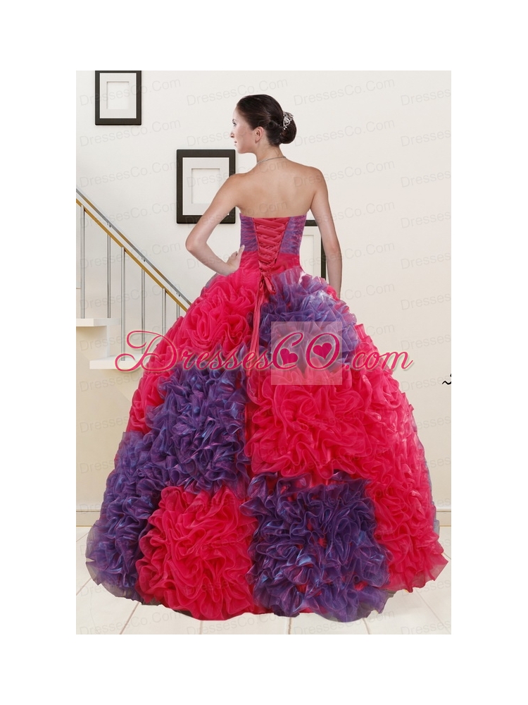 Unique Beading and Ruffles Multi Color Quinceanera   Dresses