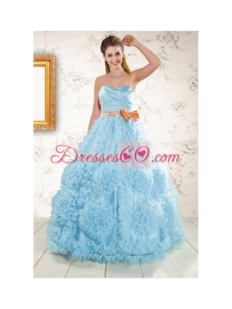 Unique Beading Aqua Blue  Quinceanera Dresses