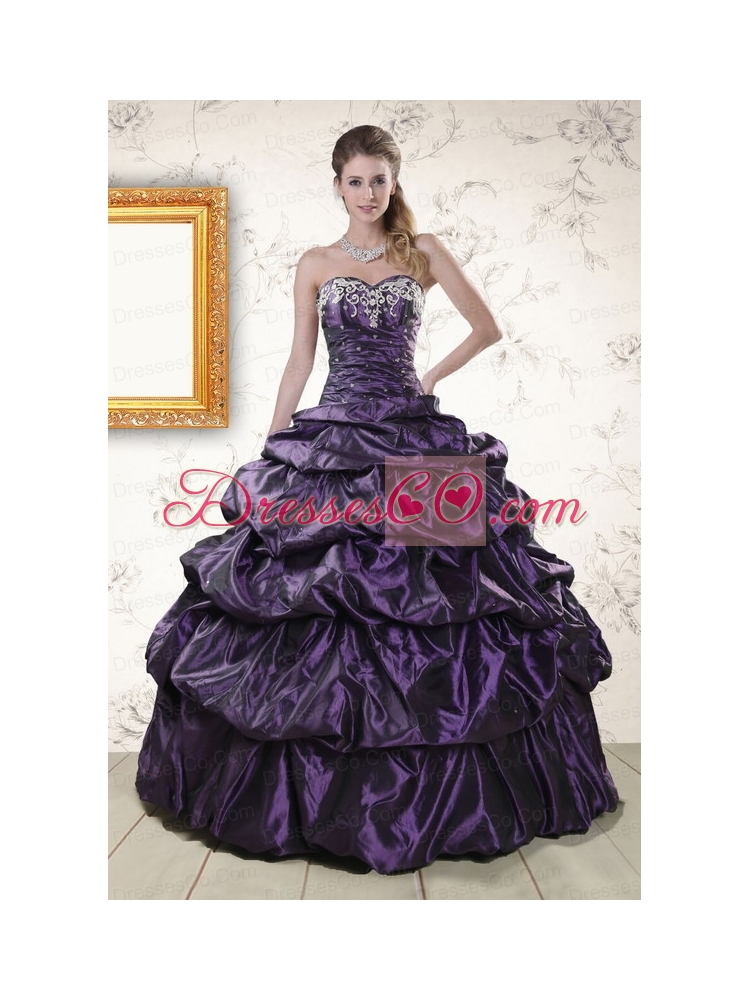Unique Purple Quinceanera Dress with   Appliques for