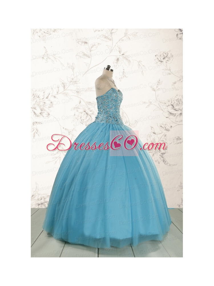 Ball Gown Baby Blue Beading Quinceanera Dress with Wraps
