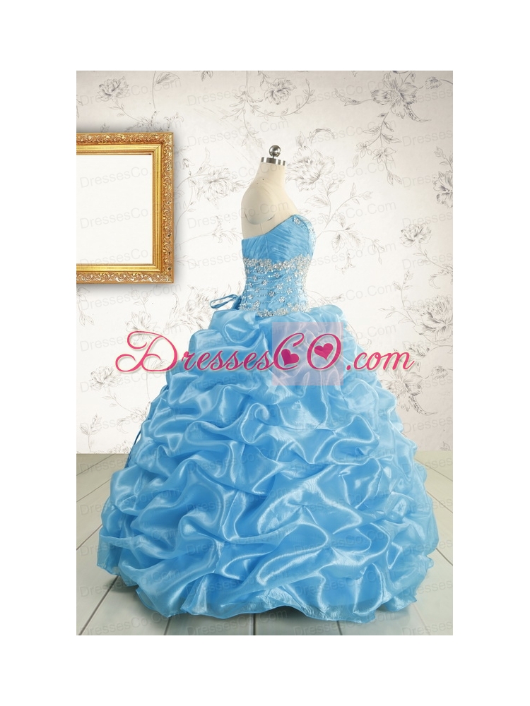 Elegant Strapless Beading Quinceanera Dress in Baby Blue