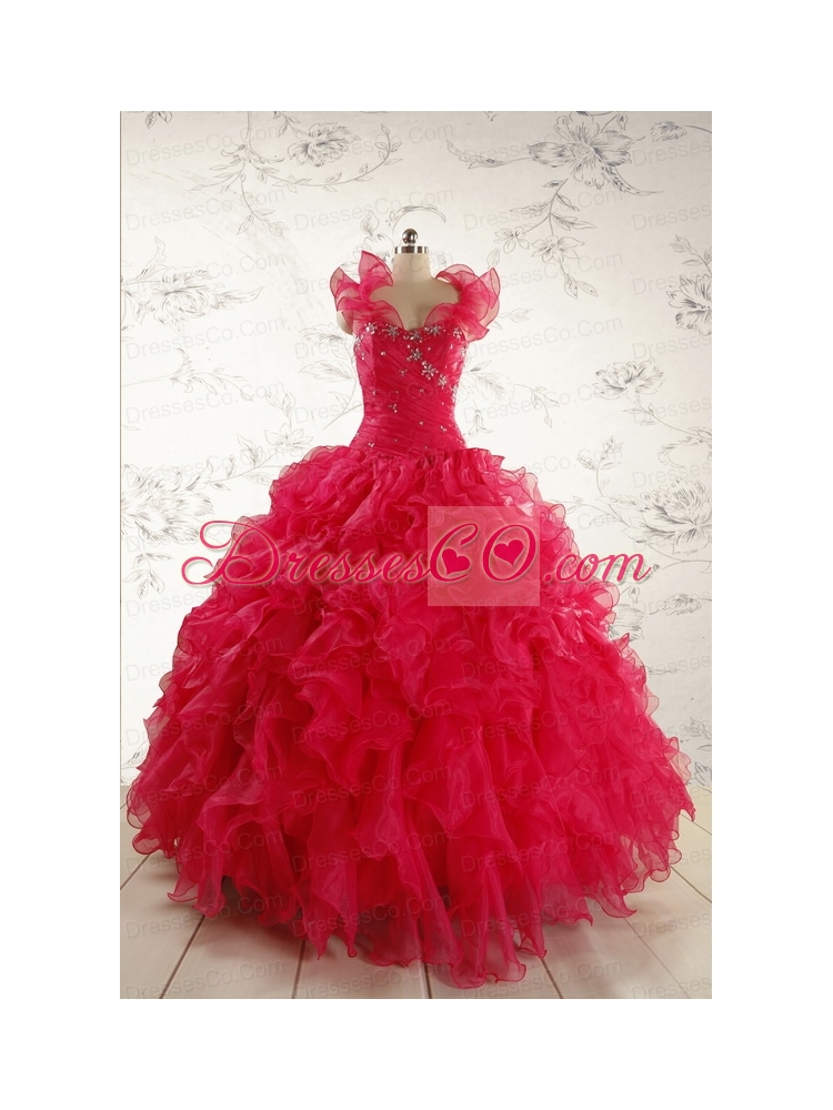 New Style Coral Red Quinceanera Dress with Beading