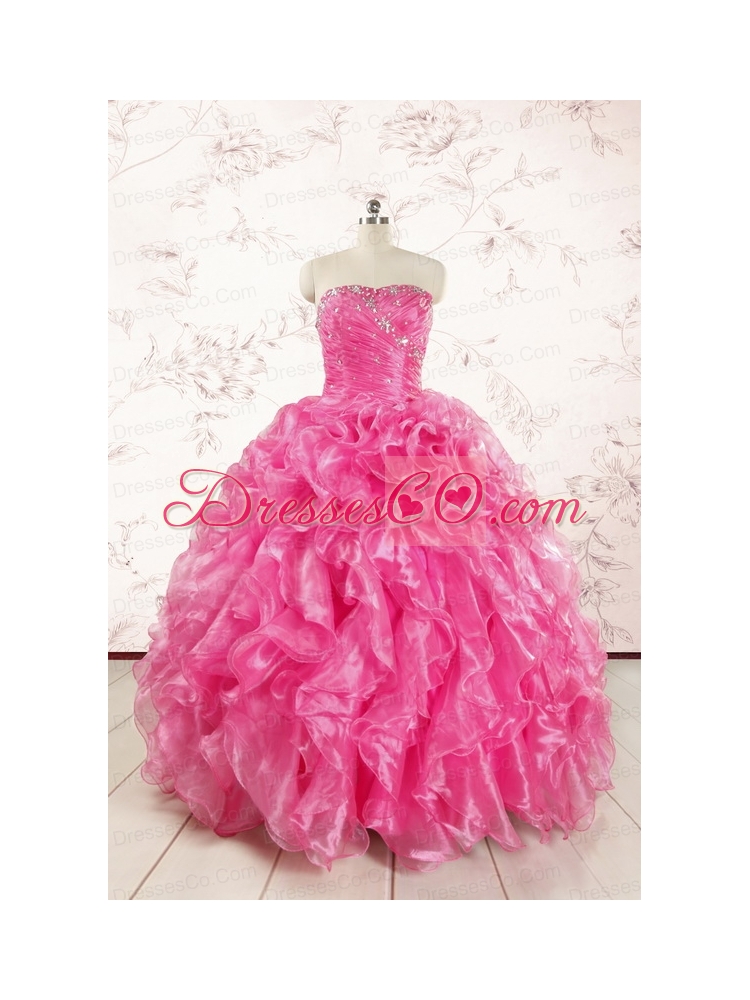Pretty Hot Pink Quinceanera Dress with Appliques and Ruffles 232.63