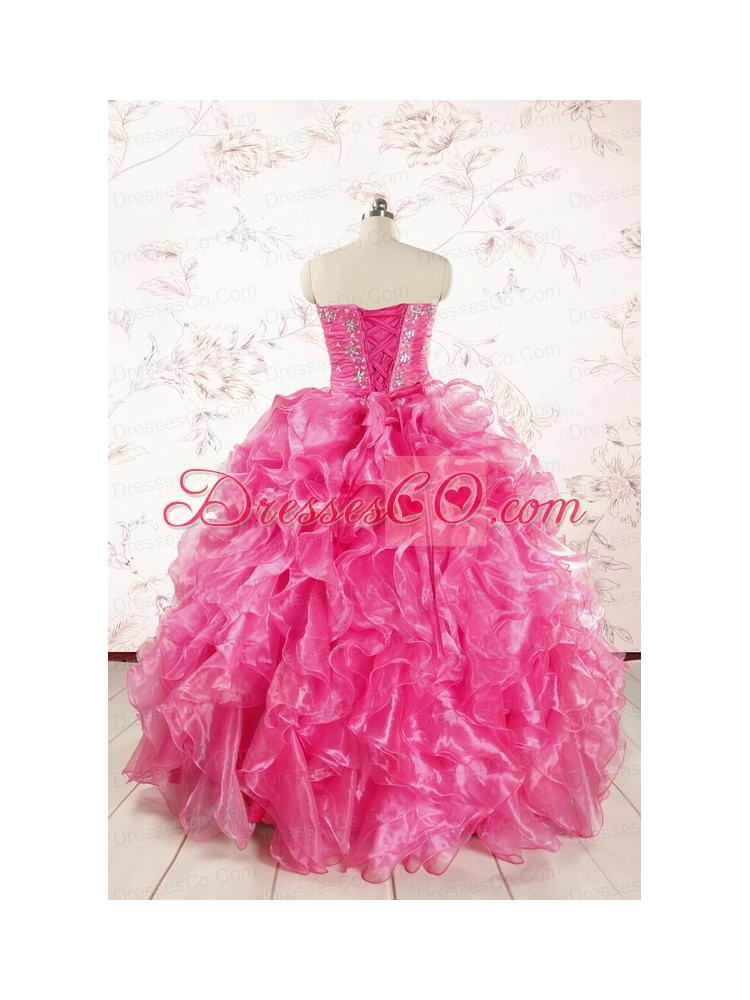 Pretty Hot Pink Quinceanera Dress with Appliques and Ruffles 232.63