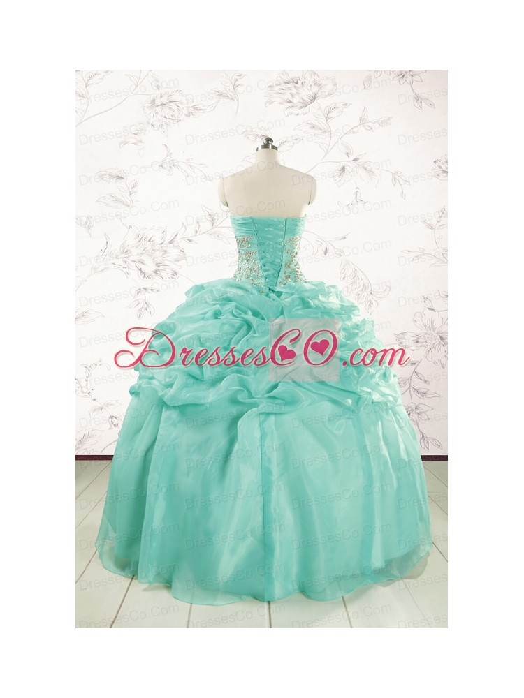 Pretty Puffy Apple Green Sweet Sixteen Dress with Beading