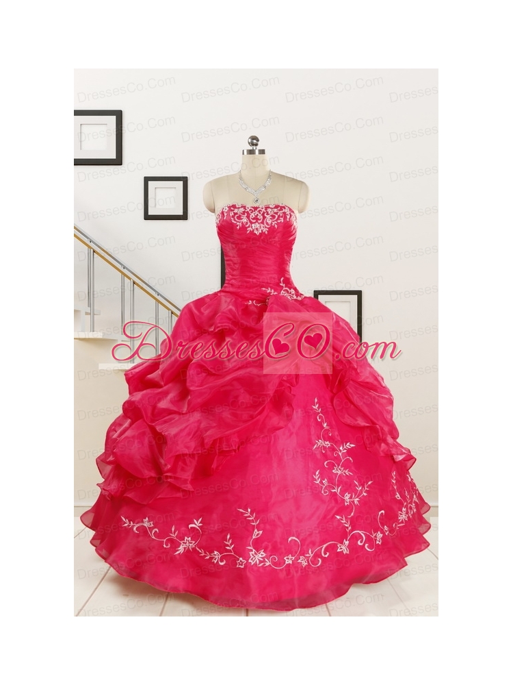 Pretty Embroidery Quinceanera Dress in Hot Pink