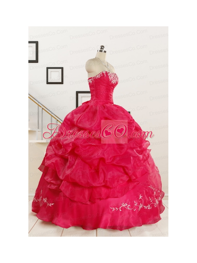 Pretty Embroidery Quinceanera Dress in Hot Pink